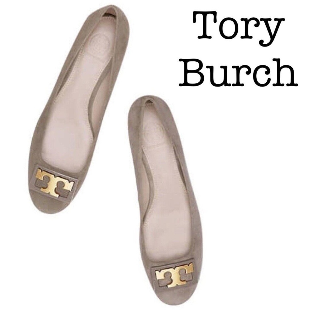 Tory Burch Gigi Grey Suede Round Toe Pumps